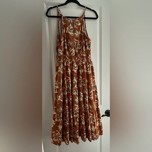 Floral Maxi Dress in Rust and Green